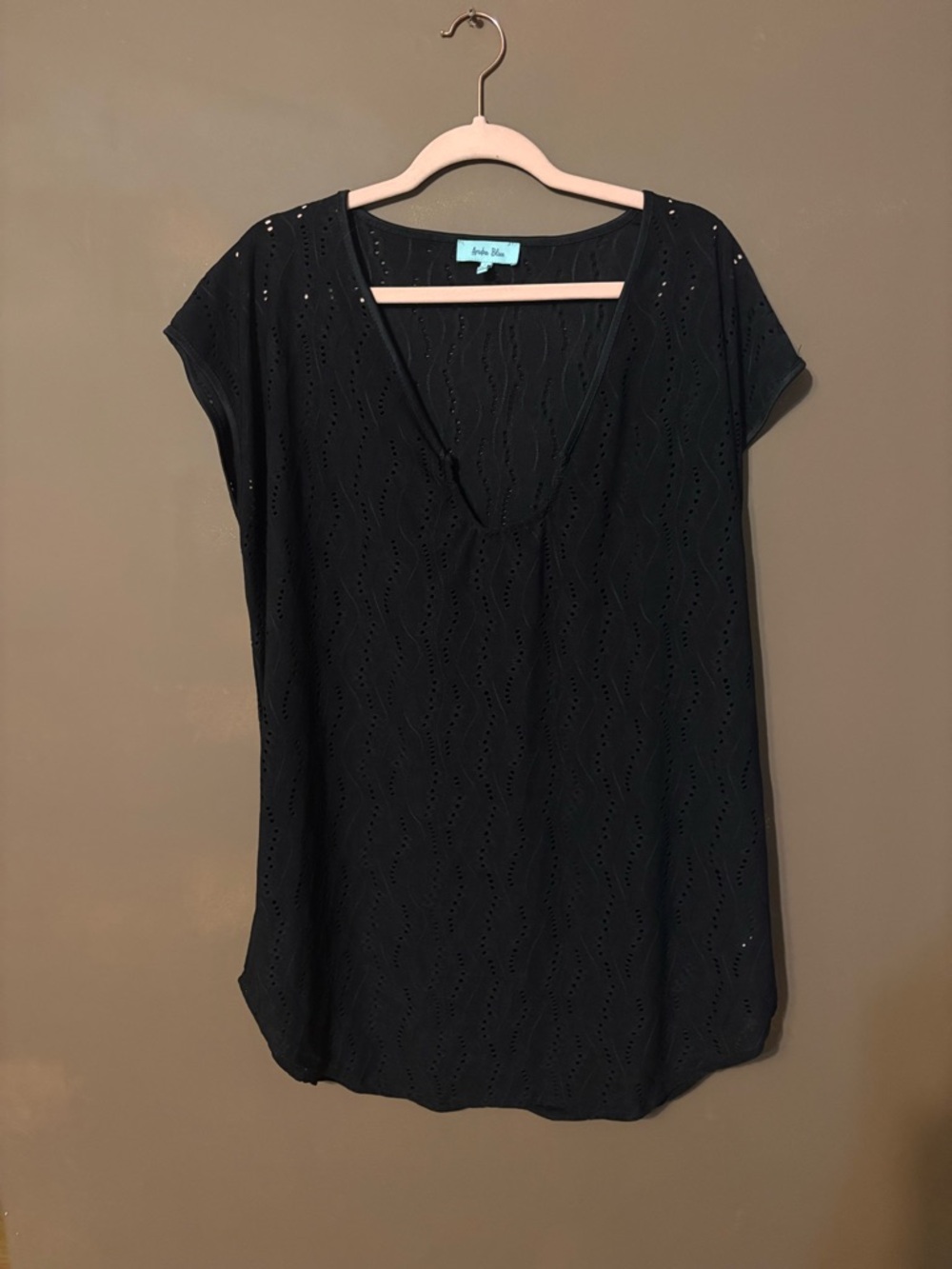 Black Eyelet V-Neck Swim Coverup